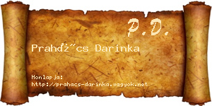 Prahács Darinka névjegykártya